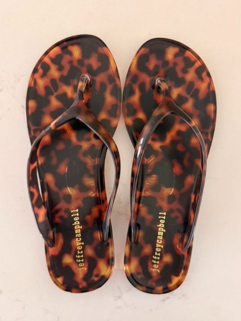 Jeffrey Campbell Tortoiseshell Jelly Flip Flops Sandals Women’s Size 6